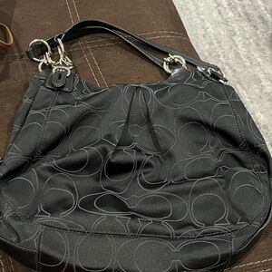 Coach Black Signature Pattern Shoulder Bag